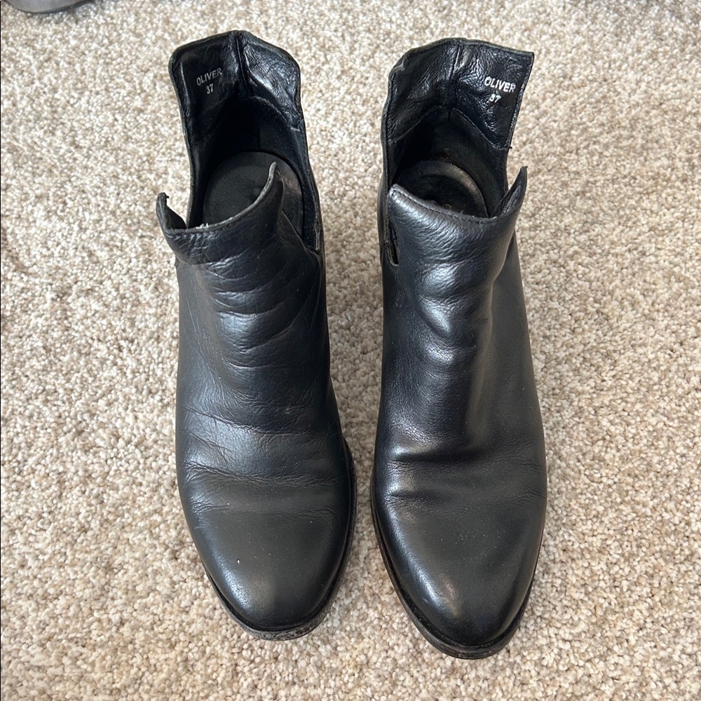 Oliver Black Leather Ankle Boots for Women